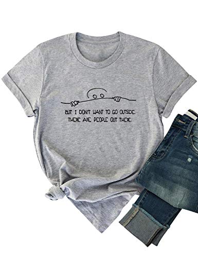 Nlife Women But I Don't Want Letter Ghost Graphic Halloween Tee Shirts Blouse Grey