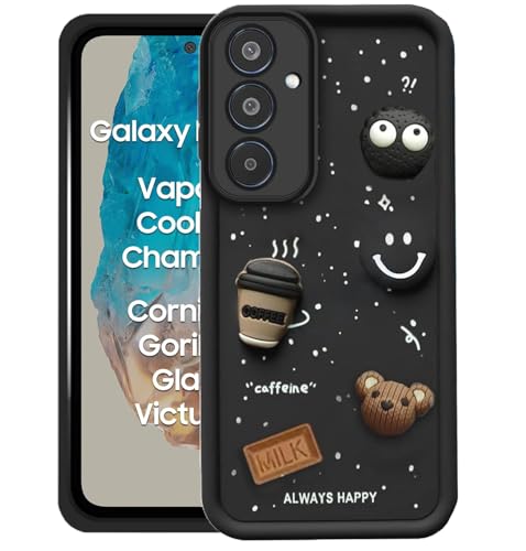 Image of GoldKart Back Case Cover Compatible for Samsung Galaxy M35 5G | Cute Fun Cartoon 3D Ball Coffee Silicone Case | Full Body Protection Back Cover for Samsung Galaxy M35 5G - Black
