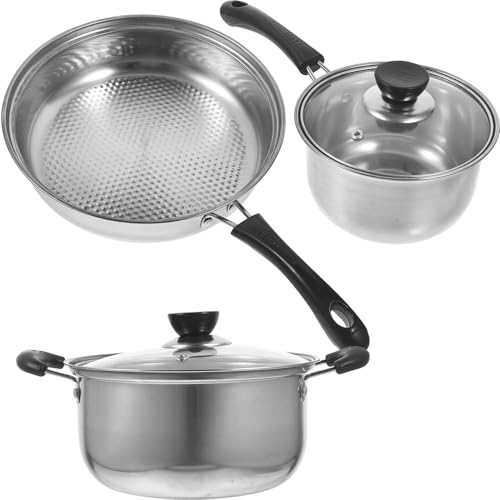 ARTSEWPLY Batería de Cocina de Acero Inoxidable con Cazo de Olla Sartén para Cocina Diaria Resistente y Ligera