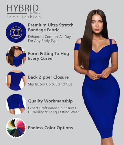 Image of Hybrid & Company Women's Elegant Bandage Dress | Stretch fabric, flattering bodycon fit, elegant silhouette, suitable for cocktail parties, events, and special occasions