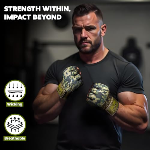 Image of WYOX Neoprene Gel Boxing Hand Wraps Inner Gloves for Men & Women - 80cm /31in Quick Wrist Strap, Padded Knuckle Protection, Fingerless MMA Muay Thai Kickboxing Wraps for Training & Martial Arts