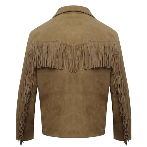 Image of Cowboy Western Jacket Classic Design with Fringe Accents Suede Fringe Leather Jacket Native American Jacket Men