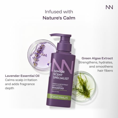 Image of Cincinnus Silky Smooth Shampoo | Green Algae Extract, Salicylic Acid, Lavender, Rose, B5 | shampoo for soft, shiny and smooth hair | Nourishing Shampoo for Dull & Rough Hair (300ml)