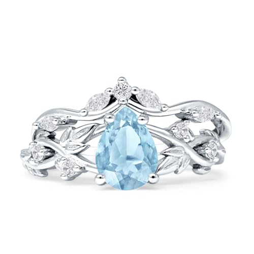 OMRANII Aquamarine CZ Wedding Set