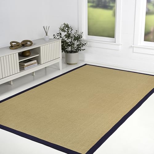 Tapete decorativo rectangular 3 x 5 pies Natural Navy miniatura 3
