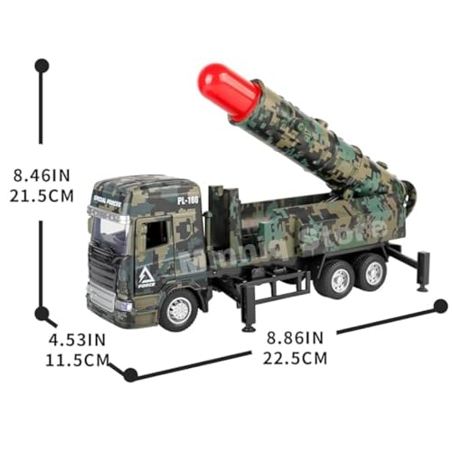 Image of Military One Missile Launcher Truck with Lights & Sounds - Pull Back & Go Missile Model for Kids - Missiles Military Die Cast Truck Gift for Kids (Multicolor)