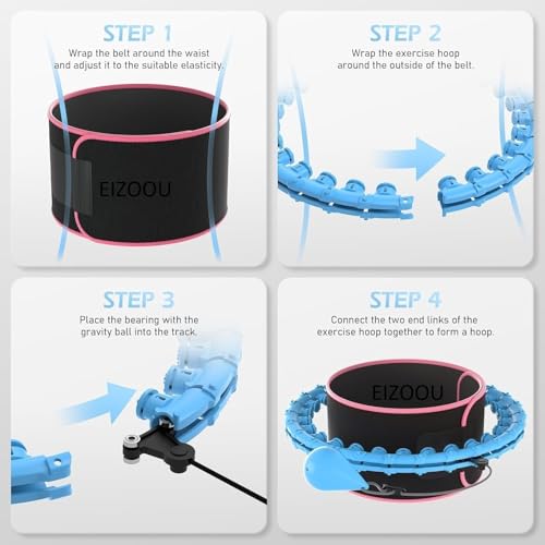 Image of Weighted Hula Circle Hoops for Adults Weight Loss, Infinity Fitness Hoop with Sweet Belt and Measuring Tape Plus Size 52 Inch, 24 Detachable Links, Exercise Hoop for Women,Girls (Design-1)