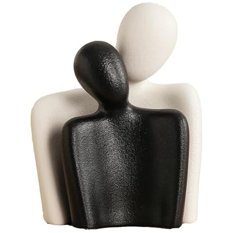 WYRJXYB Home Decor Statues,Lover Statues, Table Top Decor for Bedroom, Office and Bookshelf (Big White and Small Black) Cover