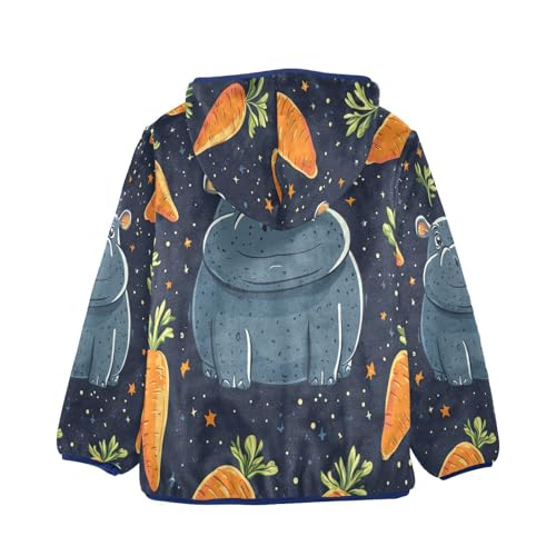 Hippo Carrots Stars Toddler Fleece Jacket Girl Boys Hooded Fleece Jacket Coat Warm Outwear Zip-up 3-10T2