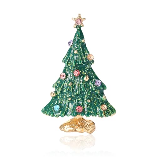 Broche de Noël en strass scintillants avec finitions de haute joaillerie fantaisie