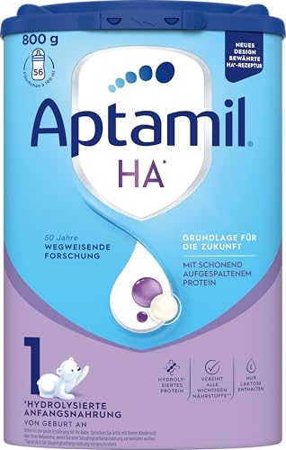 Aptamil HA 1 – Anfangsmilch von Geburt an, Mit DHA, Nur Laktose, Ohne Palmöl, Babynahrung, Milchpulver, 1x 800 g