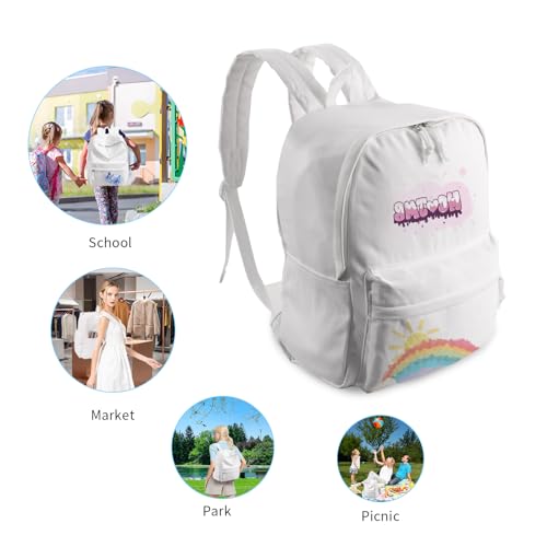 Image of DIY Canvas Backpack White Backpack Large Casual Daypack Satchel Laptop Backpack Unisex, standard