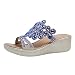 POIUIYQA Damen Schuhe Wedges Kausalschuhe Sandalen Wassertropfen Wave Point Bohemian Style Slope Heel Casual Schuhe Hausschuhe Sandalen Flip Flop