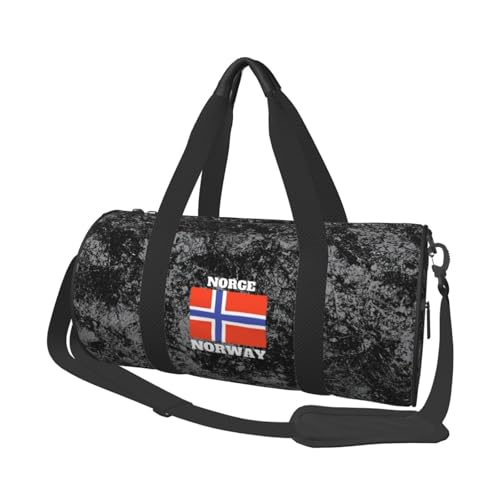 Norge Norway Flag Convertible Garment Bag with Shoulder Strap, Carry on Garment Duffel Bag for Men Women - Rolling Foldable for Travel Luggage Bags (Black)