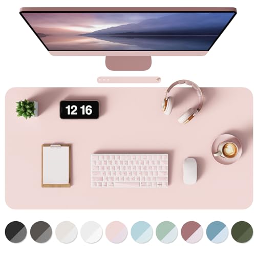 MOLMO Non-Slip Desk Mat Waterproof Desk Pad Table Protector Easy Clean Laptop Mat Large Mouse Pad Leather Writing Mat with Suede for Office /Home/Decor (Pink 60 x 35 cm)