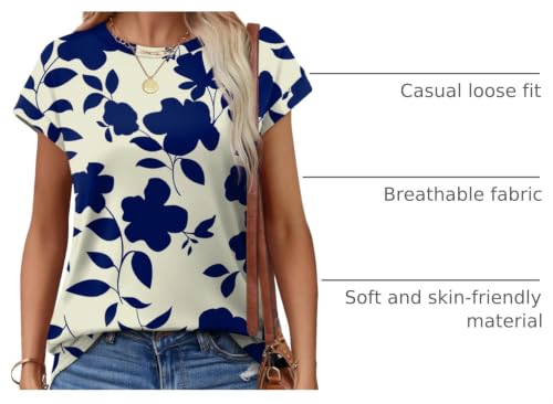 Image of Alaroo Womens Summer Tops Short Sleeve Shirts Crew Neck Tshirt Cute Trendy Tunic Blouses (S-3XL)