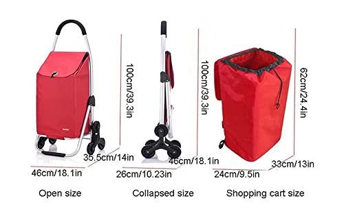 QUANLI Klappbarer Einkaufstrolley, große Kapazität, zusammenklappbarer Einkaufswagen mit Aluminium-Legierung Rahmen und… – Bild 7