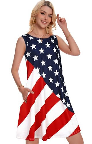 Image of Summer Dresses for Women Beach Boho Sleeveless Vintage Floral Flowy Pocket Tshirt Tank Sundresses 2026