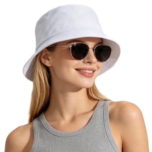 Image of Rosoz 1 & 2 Pack Bucket Hat for Women Men Summer Travel Beach Sun Hat Outdoor Cap Unisex Bucket Hats