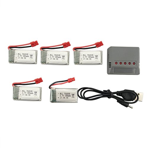 Fytoo Accessories 5 PCS 3.7V 380 mAh Li Battery+1 PCS Charger for SYMA X5A-1 X15 Rc Drone/Helicopter/Aircraft/Airplane Spare Parts