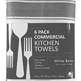 Pack of 6 Kitchen Tea Towels Large 100% Cotton Commercial Grade Towels Lint Free White Quick Drying, 70 x 50 cm Grey - Image 6