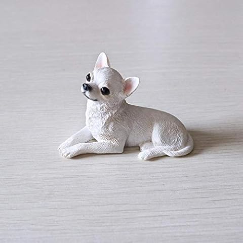 JXUN Resin dog ornaments Simulation model White Chihuahua simulation dog model car decoration resin crafts collection Cover