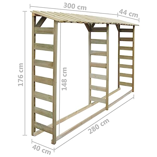 Vidaxl Legno Di Pino Impregnato Capannone Legname Capano Per Legna Da Ardere - 3