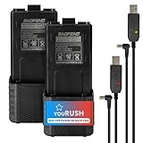 youRUSH 2 Pack BL-5 Extended UV5R Battery 3800mAh with USB Charging Cables - Compatible with Baofeng UV5R, BF-F8HP, UV-5X3 Radio - Accessories Set