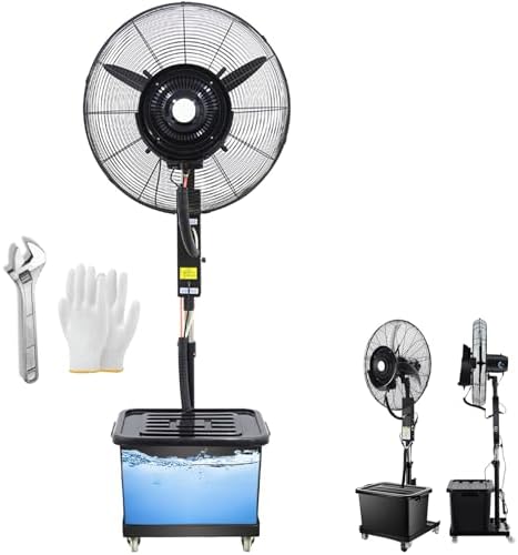 Portable Outdoor Misting Fan - Industrial 43L Oscillating Cooling Fan, 30" 3-Speed with 90° Rotation for Patio, Garden, and Events - Efficient 380W Mist Technology