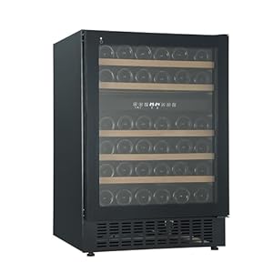 Wolkenstein UWTS129-46ED Unterbau Weinkühlschrank | 46 Flaschen | 2 Temperaturzonen | Einbaubreite 60 cm | Buchenholz | LED-Beleuchtung | Touch Control