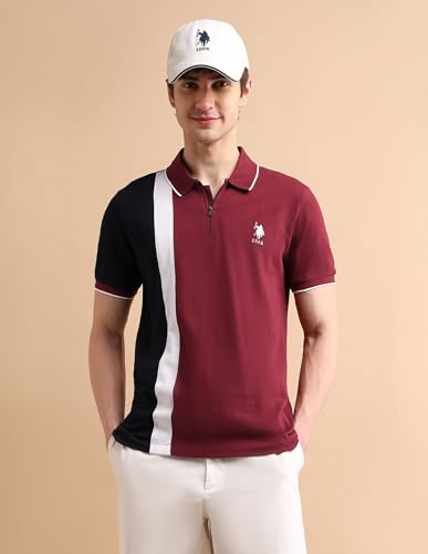 Image of U.S. POLO ASSN. Slim Fit Polo T Shirts for Men - 100% Cotton, Half Sleeves Mens Tshirt