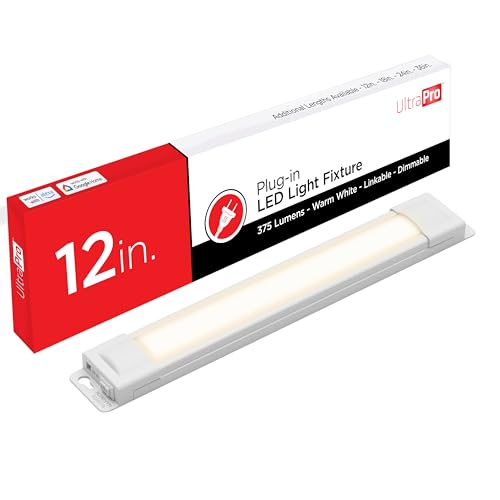 UltraPro 12 inch Plug-in Linkable Under Cabinet Lights, High/Low/Off, Warm White Light (2700K), LED...