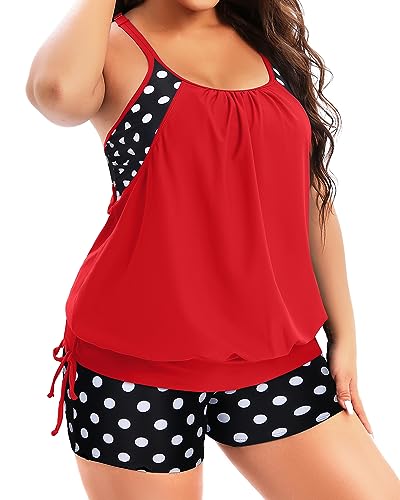 Holipick Plus Size Tankini Swimsuits for Women Two Piece Tummy Control Bathing Suit Blouson Tankini Top with Shorts4