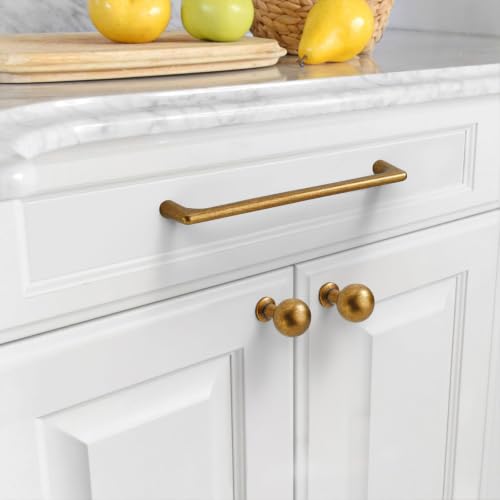 Image of Asidrama 6 Pack 6.3 Inch(160mm) Antique Brass Cabinet Pulls Vintage Retro Cabinet Handles Cupboard Handles Kitchen Cabinet Hardware for Cupboard Drawer Pulls