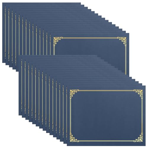 SUNEE Certificate Holders(Navy Blue, 30 Packs), Diploma Covers Gold Foil Border, for Letter Size 8.5x11 Certificates, Cardstock, Document Papers