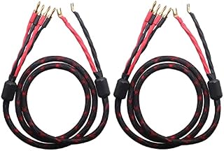 KKCable K2Y-4B Bi-Wire Speaker Cable (4 Banana Plugs - 2 Spade Plugs), 1pair Set (Total 8 Banana Plugs, 4 Spade Plugs), K2Y-4B. (1.5M(4.92ft))
