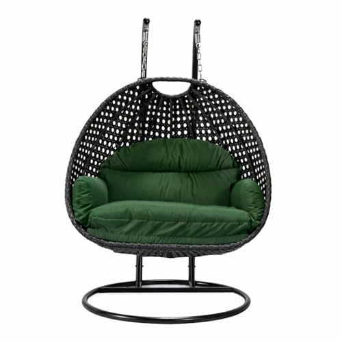 Image of Double Seater Cushion Set - Polyester Fabric Padded Seat for Hanging Egg /Garden Jhula (Dark Green)