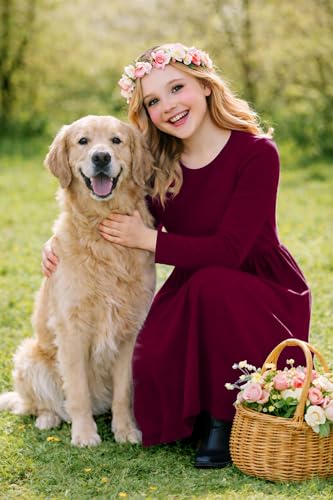 Image of Deerose Girls Maxi Dress Short Sleeve Casual Long Dresses with Pockets 5-14 Years