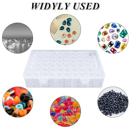 Image of 2Pack 60 Diamond Painting Storage Containers Plastic Bead Organizer Box with Label Sticker, Diamond Art storage Clear Bead Storage Containers Accessories for Seeds Sewing Craft Glitter Rhinestones