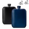 2 Draagbare Paar Heupflessen, 6-Ounce Pocket Wijnflessen, Roestvrij Staal, Met 2 Trechters En Geschenkdozen, Voor Bars En Buiten, Valentijnsdag Kerstcadeaus, Zwart Blauw Rood,B