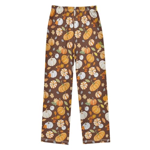 Pajama Pants Lounge Sleep PJ Bottoms Sleepwear Elastic Waist Drawstring S Pumpkin Maple Leaf2