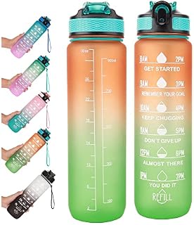 1 Litre Water Bottle with Straw, Motivational Sport Water Bottle with Time Maker, Leakproof & Secure Locking Lid,Bpa Free,Tritan Drinks Bottle for Boy, Girls, Outdoor, Cycling, Gym, School & Office