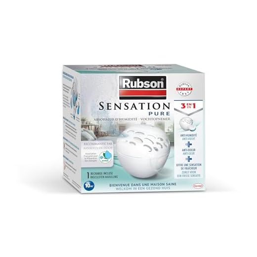 Rubson Sensation Pure | Absorbeur d'humidité pour petites pièces de 10 m² (1 appareil + 1 recharge parfum neutre) – Déshumidificateur anti-humidité et anti-odeur