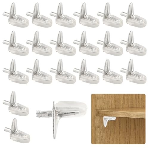 Wisebom Clavija de Soporte para Estante, 20Pcs Plástico+Acero Pasadores de Estante de 3 mm, Soportes para Baldas Pernos de Soporte Estanteria Alfileres para Armario Libreria