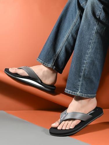 Image of Men's Comfortable Thong Slippers with Cushioned Sole | Lightweight Everyday Wear Slippers with Soft Footbed and Anti Slip Outsole for Indoor & Outdoor Use