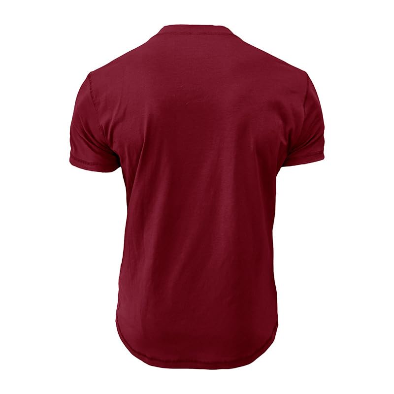 Men's Casual Henley Shirts Fashion Button Short Sleeve T-Shirt Classic Solid Color Lightweight Cotton Tee Tops3