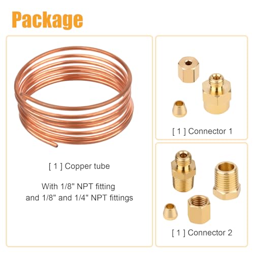 72’’ Öldruckmesser-Schlauchsatz, Mechanischer Öldruckmesser-Satz Außengewinde Messingteile Satz aus Kupferrohr und Gewindeteilen