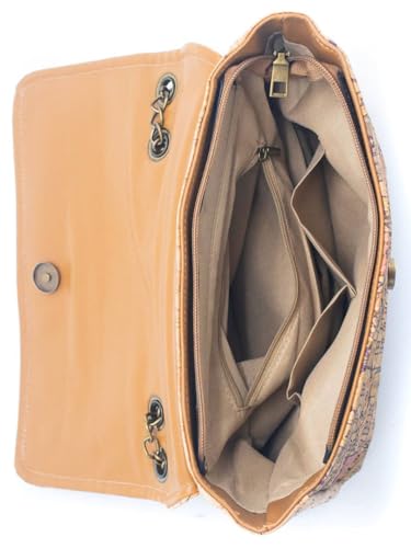 Women's Portuguese Cork Shoulder Bag, Handcrafted, Spacious Interior with Pockets, 10 x 8 x 3 inches2