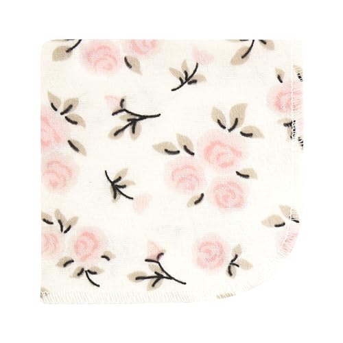 Image of Hudson Baby Unisex Baby Flannel Cotton Washcloths, Neutral Pink Floral 12 Pack, One Size
