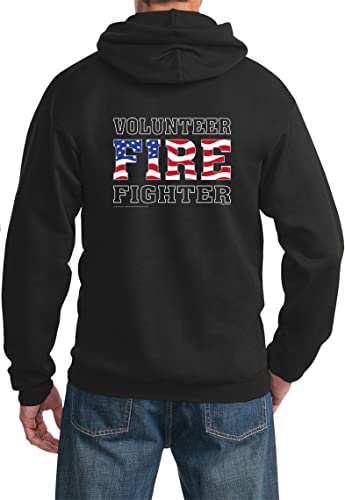 Buy Cool Shirts Volunteer Firefighter US Flag Pullover Hoodie Front and Back2